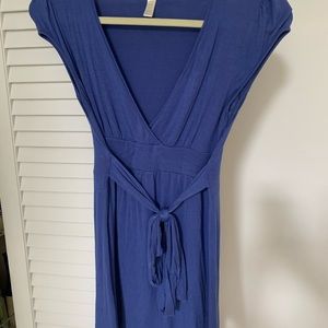 3/$21 Blue jersey dress medium wrap ties